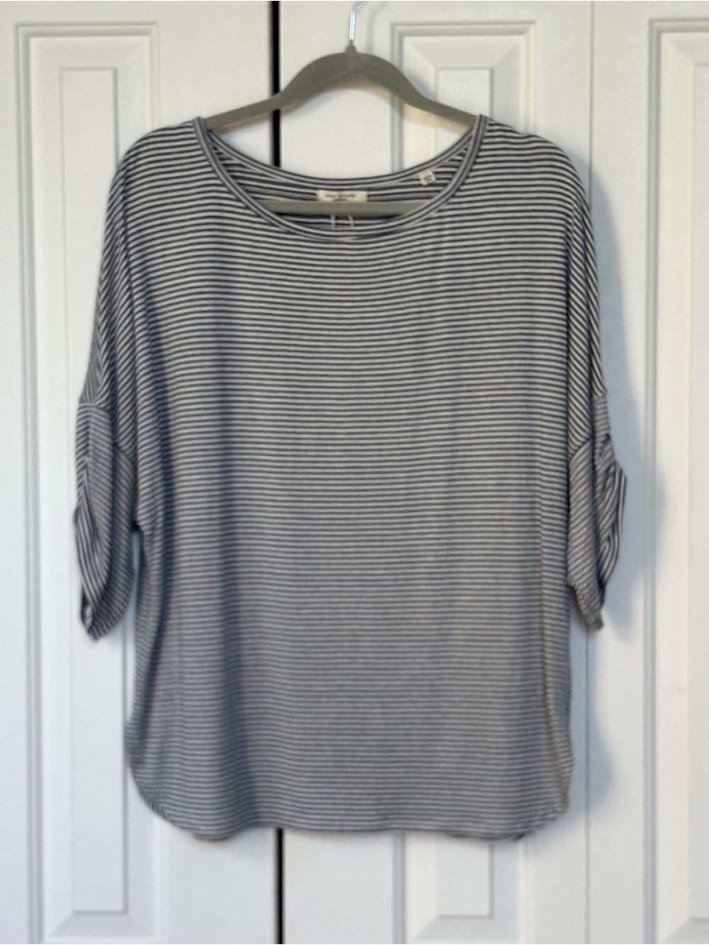 Max Studio London Striped Dolman Top Wide Neck Cinched Sleeve NWT - Size Large